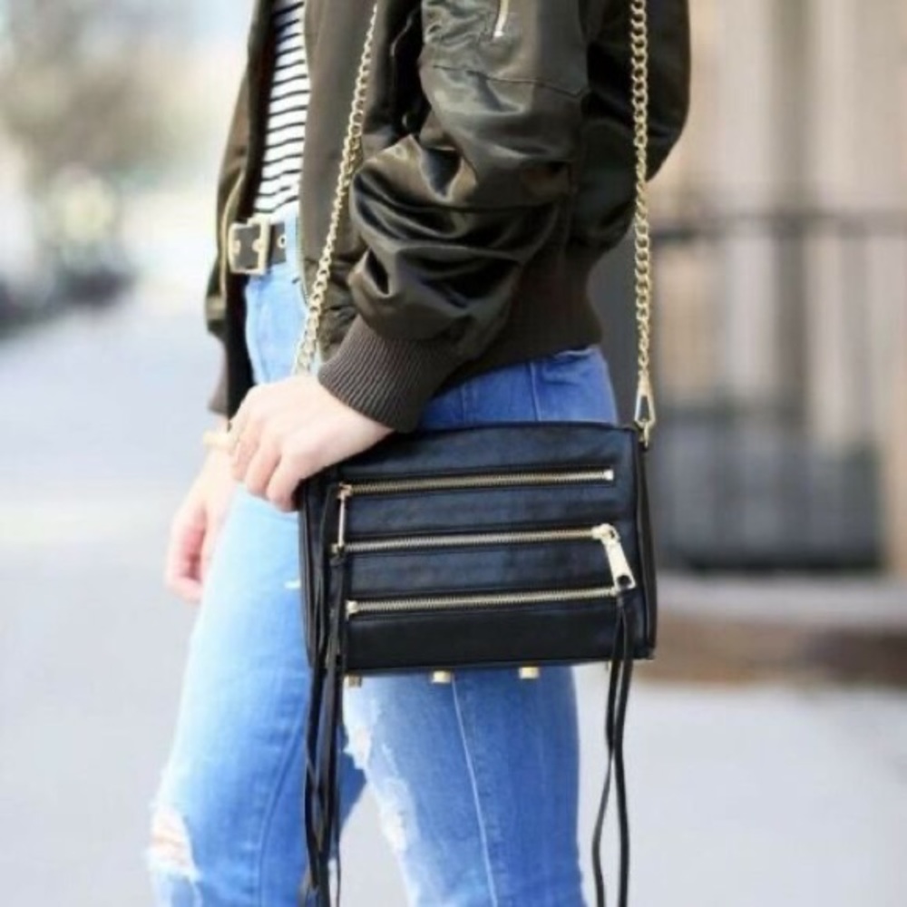 Rebecca Minkoff black leather zipper crossbody bag - Picture 2 of 5